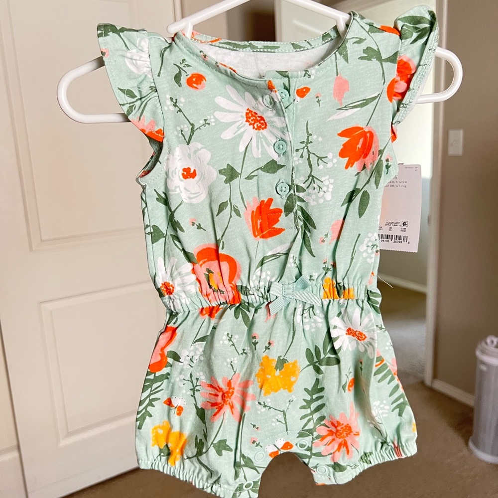 Green Floral Romper